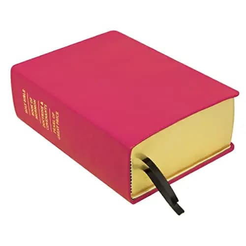 LDS Scriptures Hand-Bound Bright Fuchsia Pink Genuine Leather Quad with Book of Mormon, Holy Bible, Doctrine & Covenants, and Pearl of Great Price for Latter-Day Saints Color Scripture Set