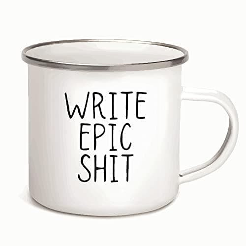 Epic Funny Humor for Writers Authors 12oz Enamel Silver Mug