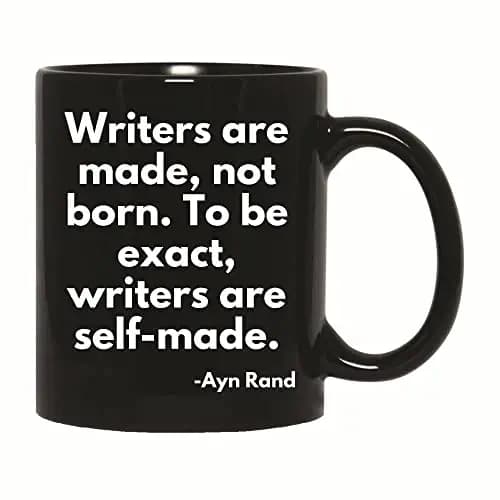 "Pour Your Creativity Into This Ayn Rand Mug - Gift for the Wordsmiths!" 