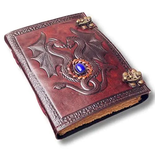 Lapis -Double Dragon Leather Journal | 200 Vintage Pages | A5 Size | Grasslanders