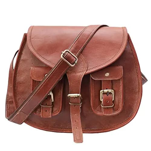 SHAKUN LEATHER JOURNAL Brown Full Grain Genuine Leather Sling Bag Handmade Womens Crossbody Sling Bag (10x13x4)