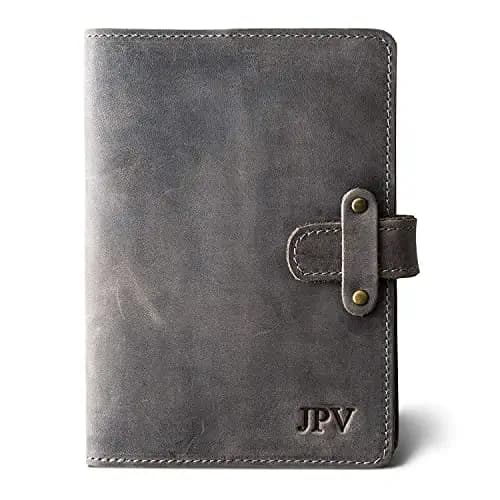 PEGAI Personalized Leather Journal | Custom Handmade Distressed Cowhide Leather Traveler's Notebook Planner | DuPage (Rock, Full)